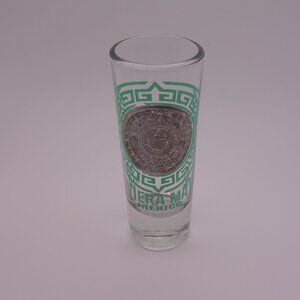 Saritos 26 Riviera Maya Mexico Shot Glass with Metal Aztec Circle